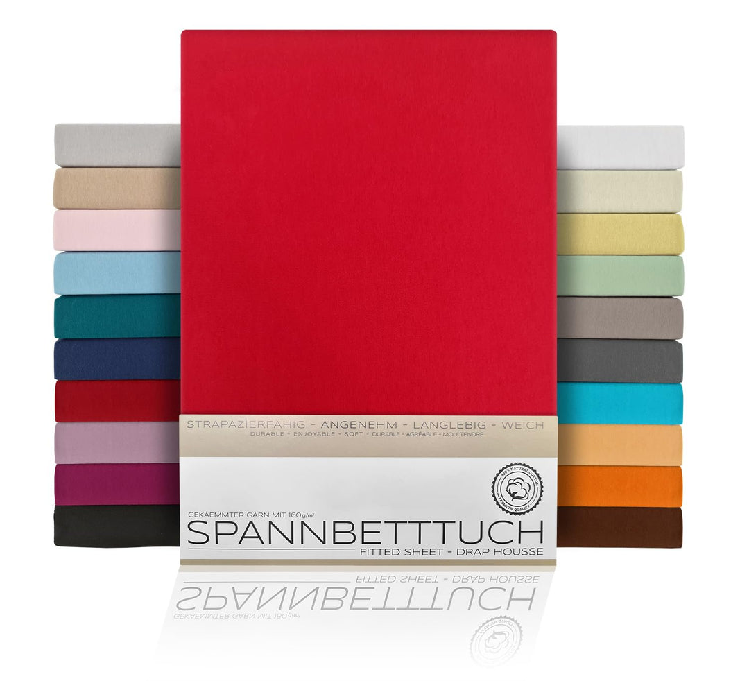 Spannbettlaken Jersey Baumwolle Boxspring 200x200x45 cm Rot