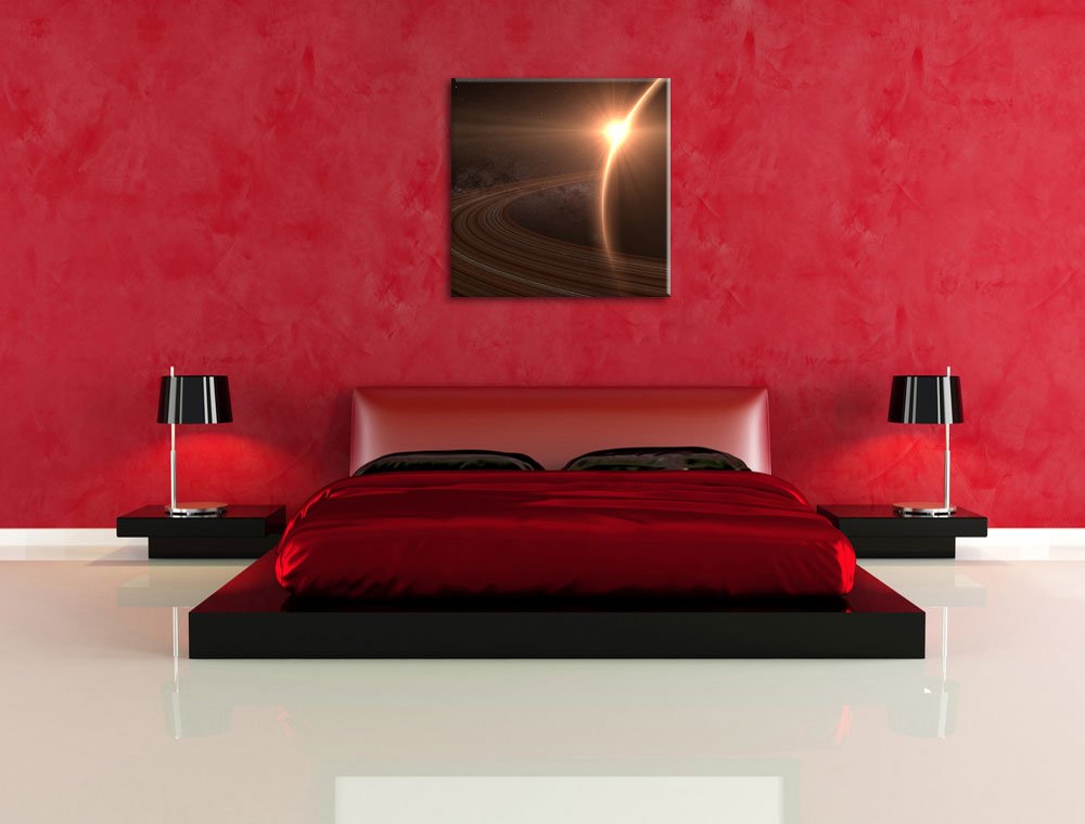 Leinwandbild Saturn im Weltall quadratisch 70x70 cm fertig bespannt - Bild 5