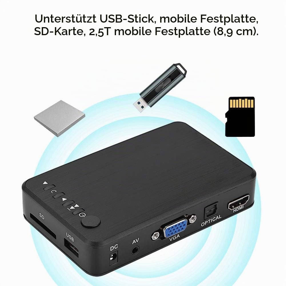 Multimedia Player Full HD 1080p HDMI mit Fernbedienung USB SD - Bild 6