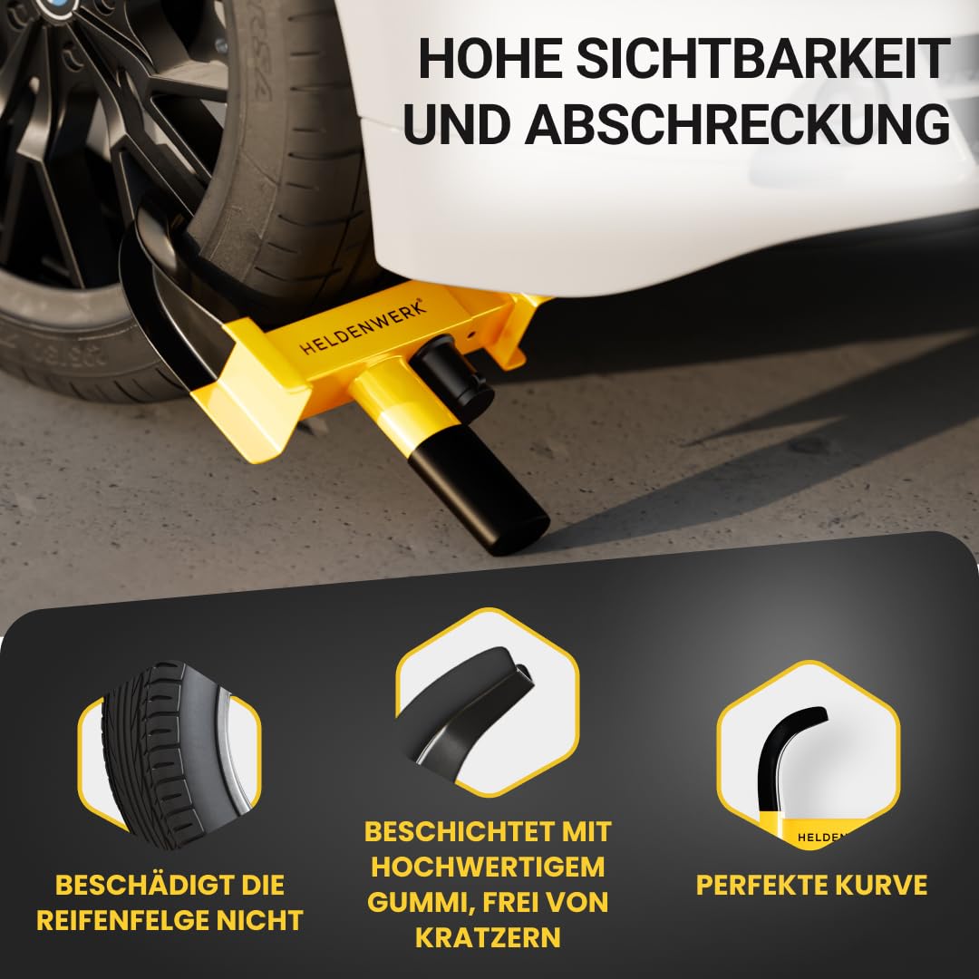 Parkkralle Hartstahl mit Hochsicherheitsschloss 9 Verriegelungspunkte - Bild 7
