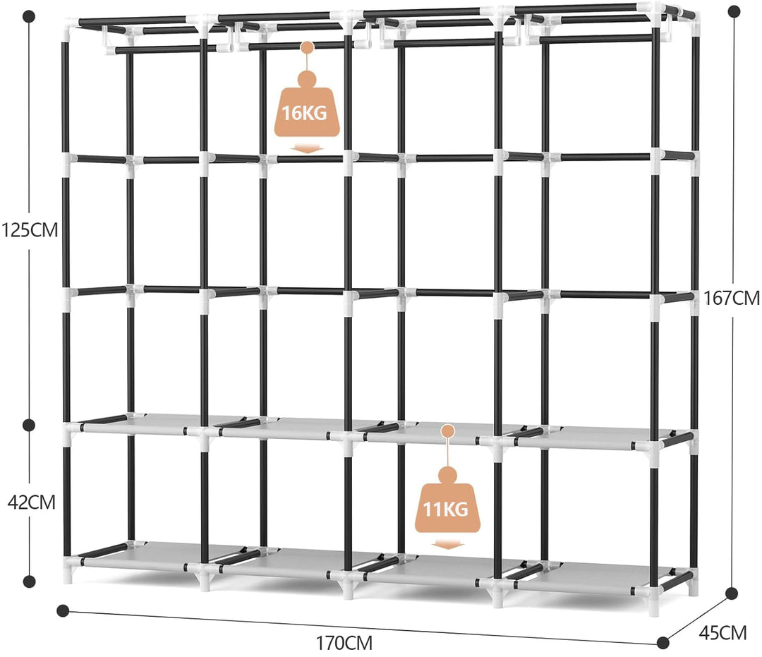 Faltschrank Stoff mit Abdeckung 170x45x167 cm 4 Kleiderstangen - Bild 3