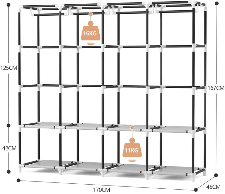 Faltschrank Stoff mit Abdeckung 170x45x167 cm 4 Kleiderstangen - Bild 3