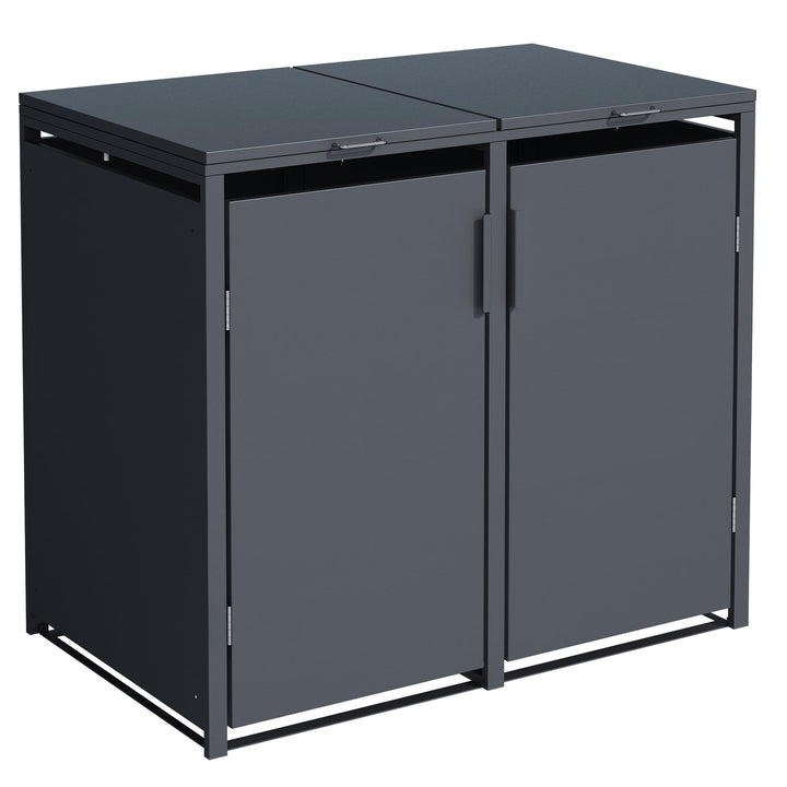 Mülltonnenbox Stahl verzinkt 2x120L mit Softclose anthrazit