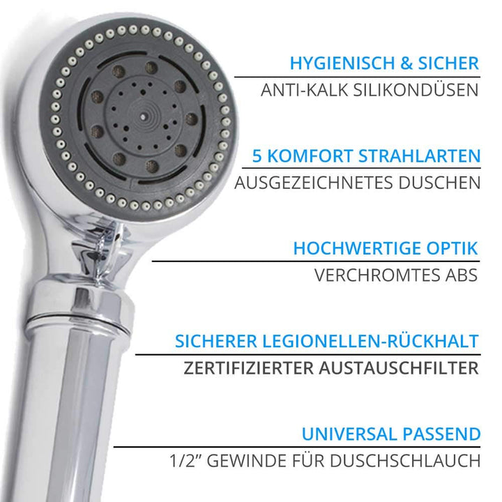 Duschkopf mit Legionellenfilter Chrom 270x80mm 1/2-Zoll-Anschluss - Bild 6