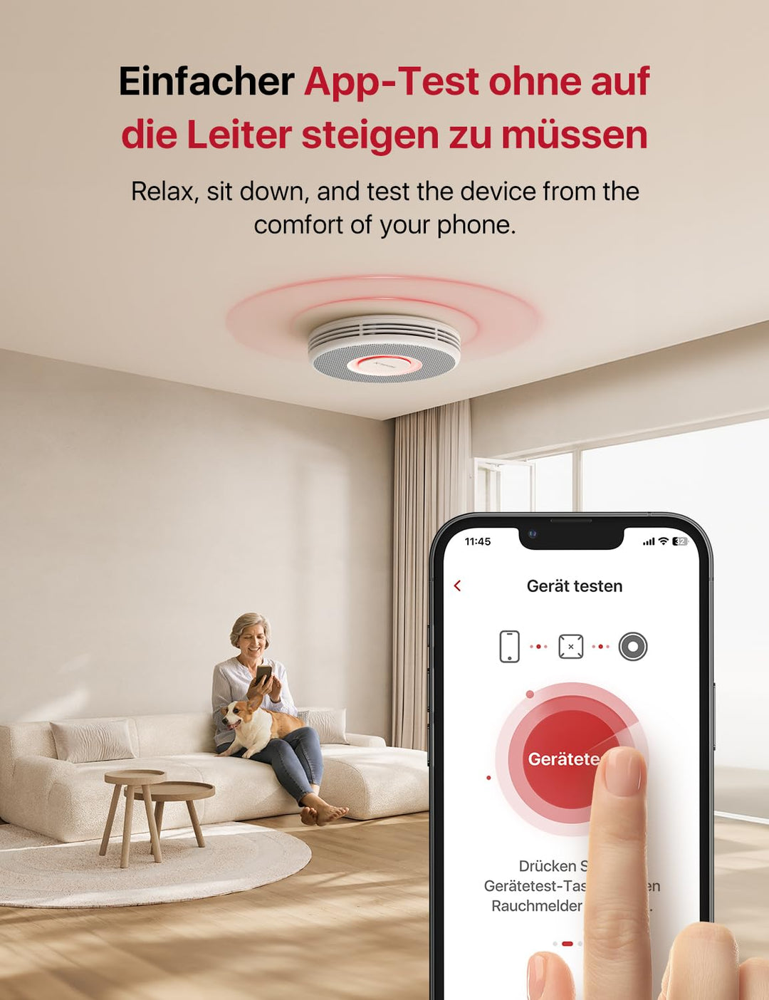 Rauchmelder WLAN mit Sprachausgabe 17 Standorte vernetzt, 3 Stück - Bild 6
