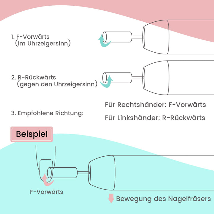 Nagelfräser elektrisch wiederaufladbar 35000 U/min Roségold - Bild 7