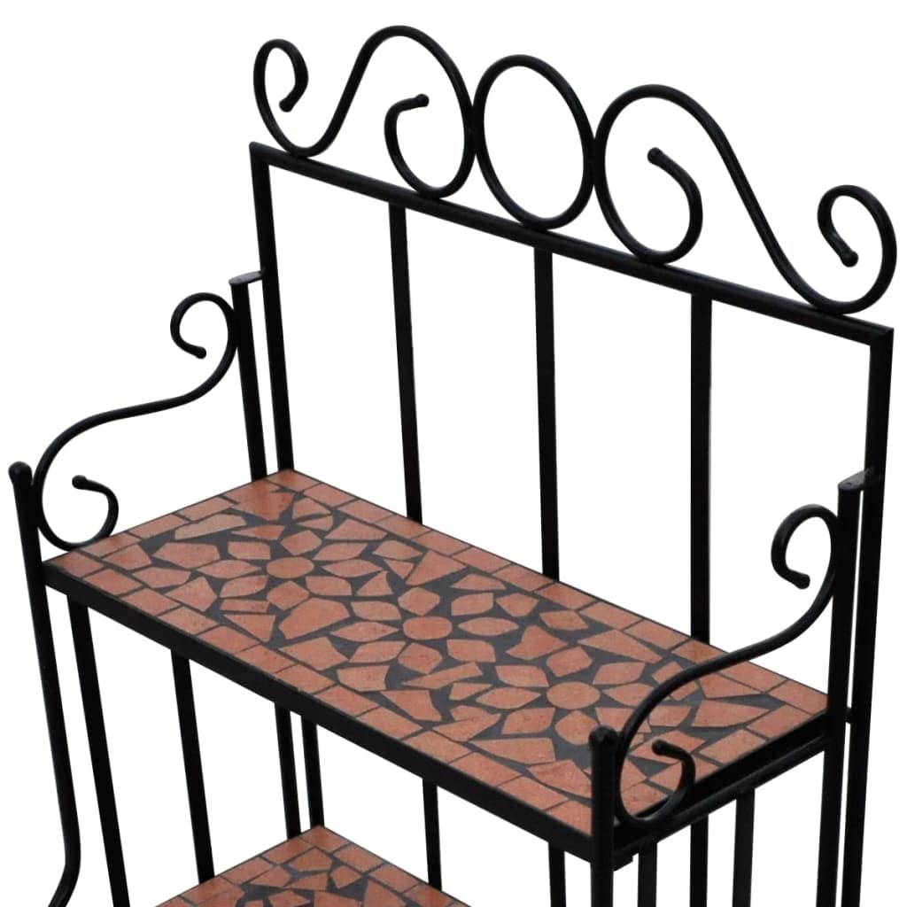 Pflanzenständer 3 Etagen Mosaik Keramik Eisen 115 cm Terrakotta - Bild 5