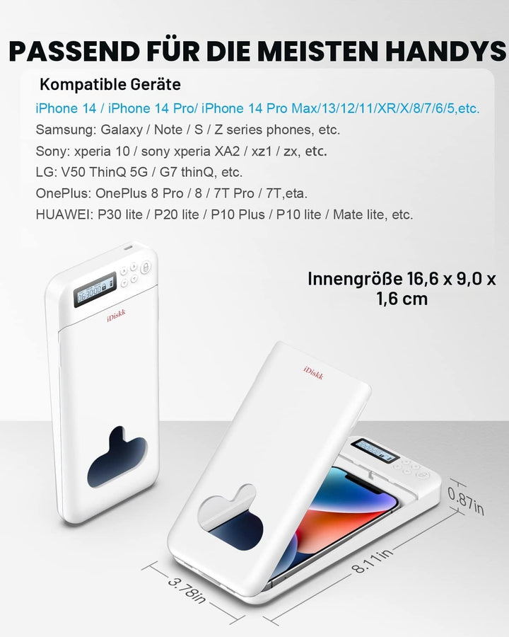 Handy-Sperrbox mit Timer für iPhone und Android, ABS, Weiss - Bild 3
