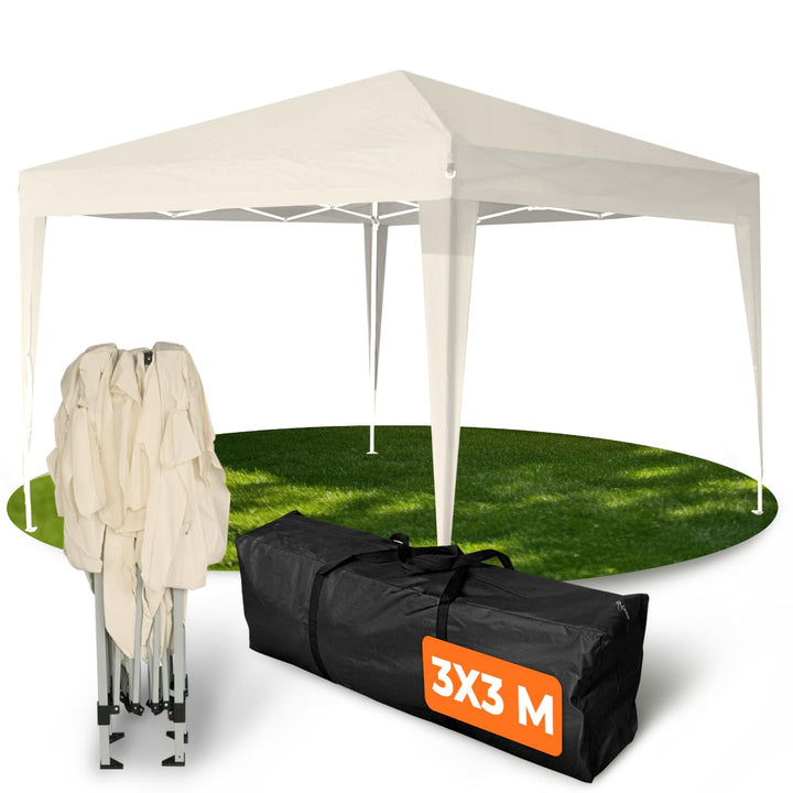 Faltpavillon 3x3 m wasserdicht UV50+ Stahl champagner Pop-Up