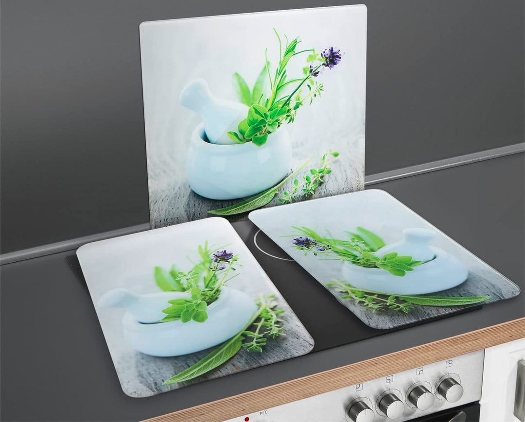 Herdabdeckplatte Glas Kräutergarten-Motiv 56x50 cm Schneidebrett - Bild 7