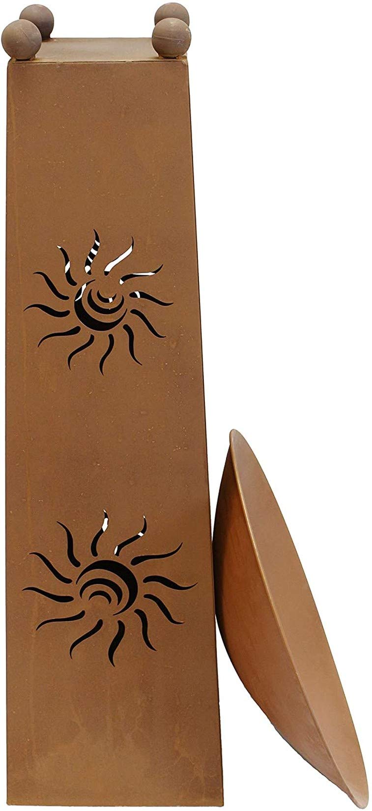 Feuerschale Dekosäule Sonne Metall Edelrost 2-teilig 103 cm - Bild 6