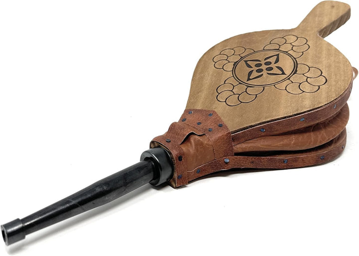 Blasebalg für Kamin und Grill Naturholz und Leder 43 cm