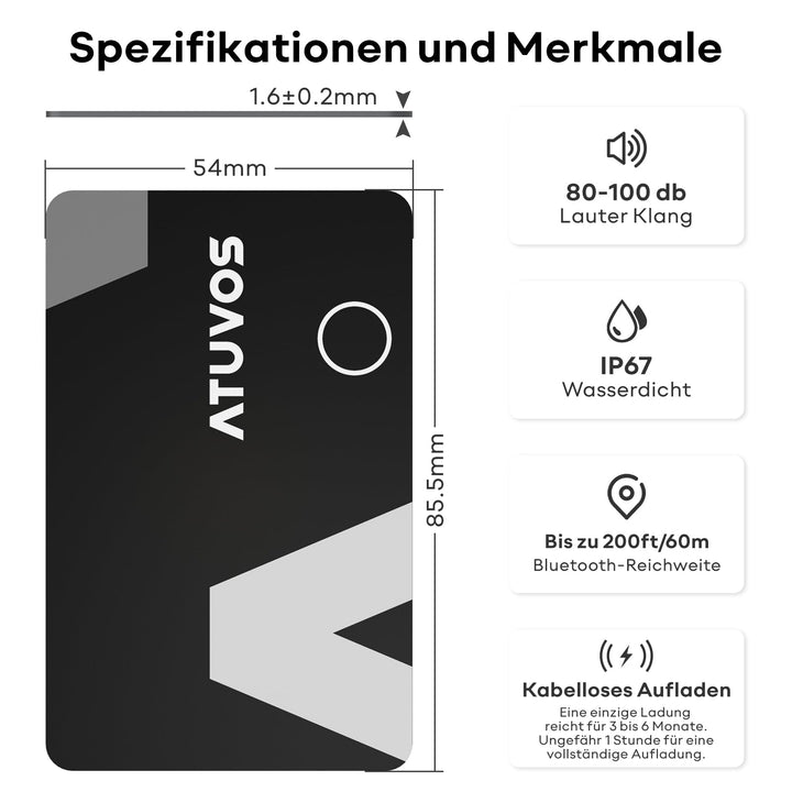 Wallet Tracker Karte ultradünn 1.6mm wiederaufladbar 2er-Set iOS - Bild 8
