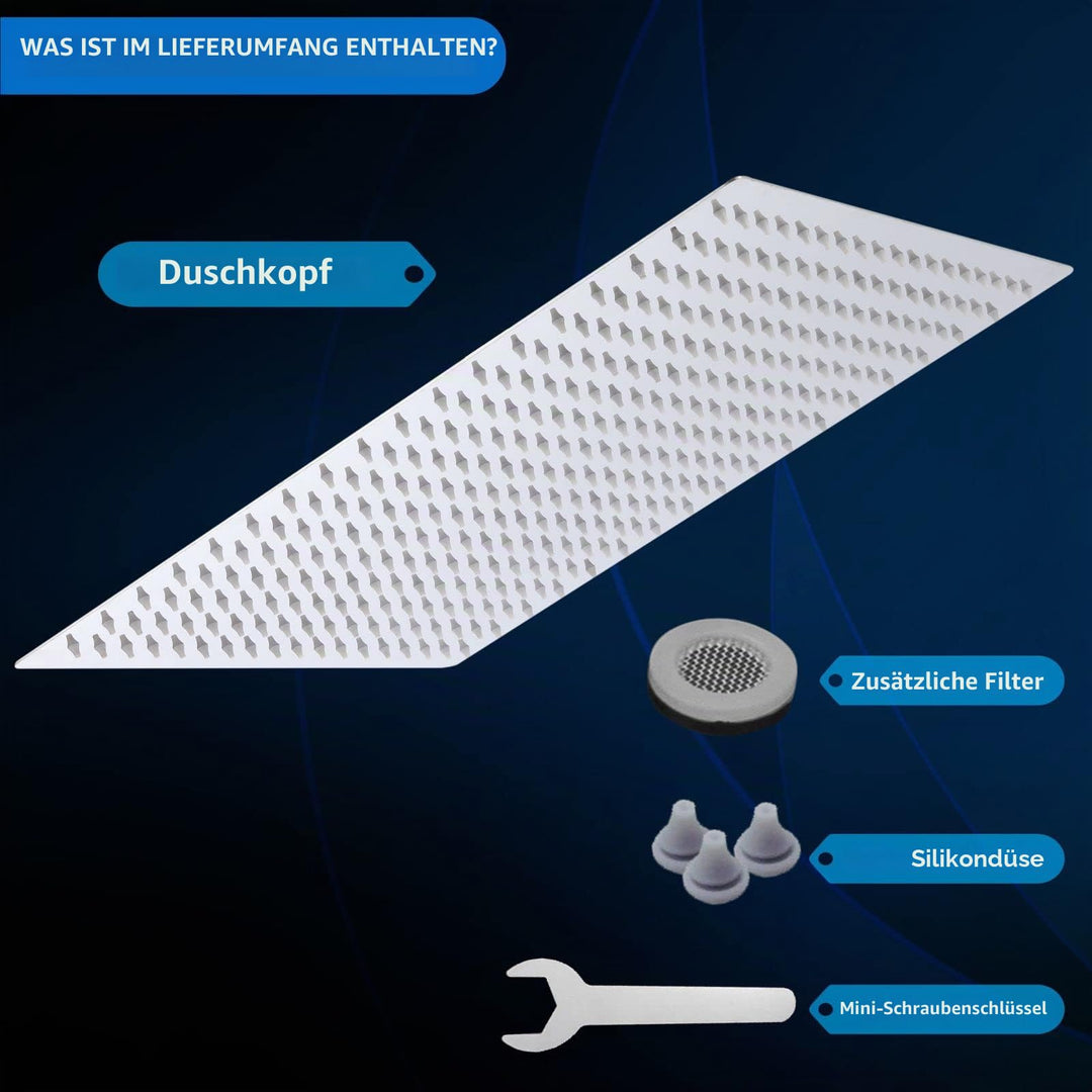 Regenduschkopf Edelstahl 304 quadratisch 40,5 cm Chrom Wand/Decke - Bild 4