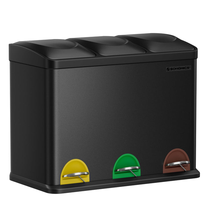 Treteimer 3-fach Mülltrennung Stahl 3x15L für Küche
