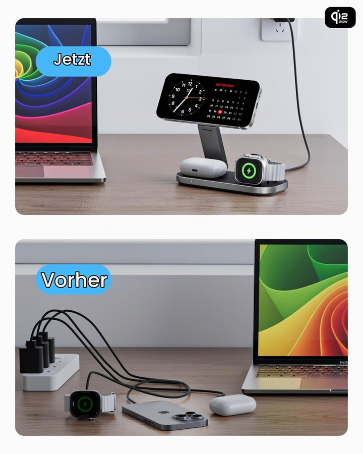 Kabellose Ladestation 3-in-1 Qi2 25W faltbar für iPhone &amp; Watch - Bild 4