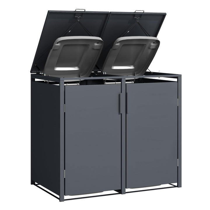 Mülltonnenbox Stahl verzinkt 2x120L mit Softclose anthrazit - Bild 6