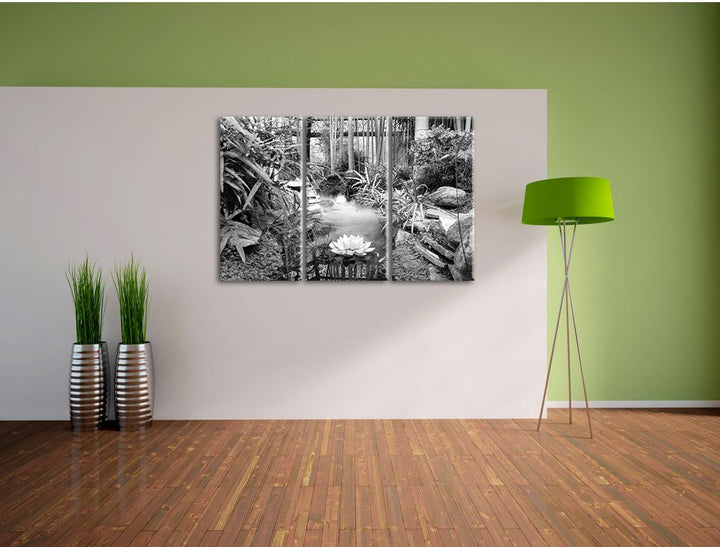 Leinwandbild 3-teilig Zen Garten Japan B&amp;W 120x80 cm Wohnzimmer - Bild 3