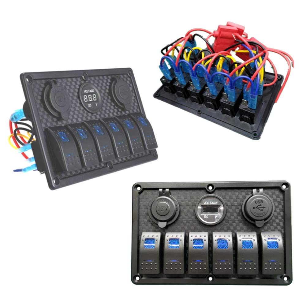 Schalttafel 6-fach 12V-24V IP65 mit USB, Voltmeter und Zigarettensteckdose - Bild 3