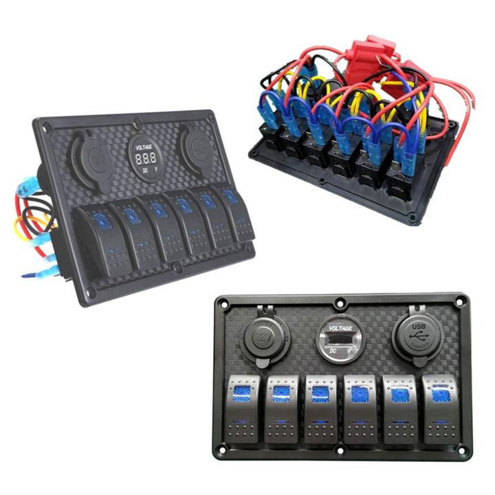 Schalttafel 6-fach 12V-24V IP65 mit USB, Voltmeter und Zigarettensteckdose - Bild 3