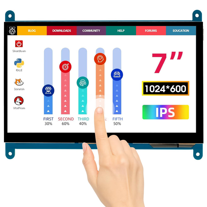 Touchscreen Monitor 7 Zoll IPS kapazitiv fuer Raspberry Pi &amp; PC