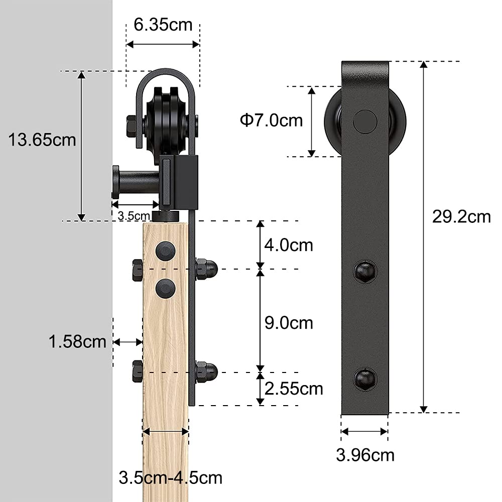 Schiebetürbeschlag Set J-Form 200 cm für 1 Tür bis 150 kg - Bild 4