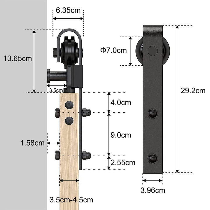 Schiebetürbeschlag Set J-Form 200 cm für 1 Tür bis 150 kg - Bild 4