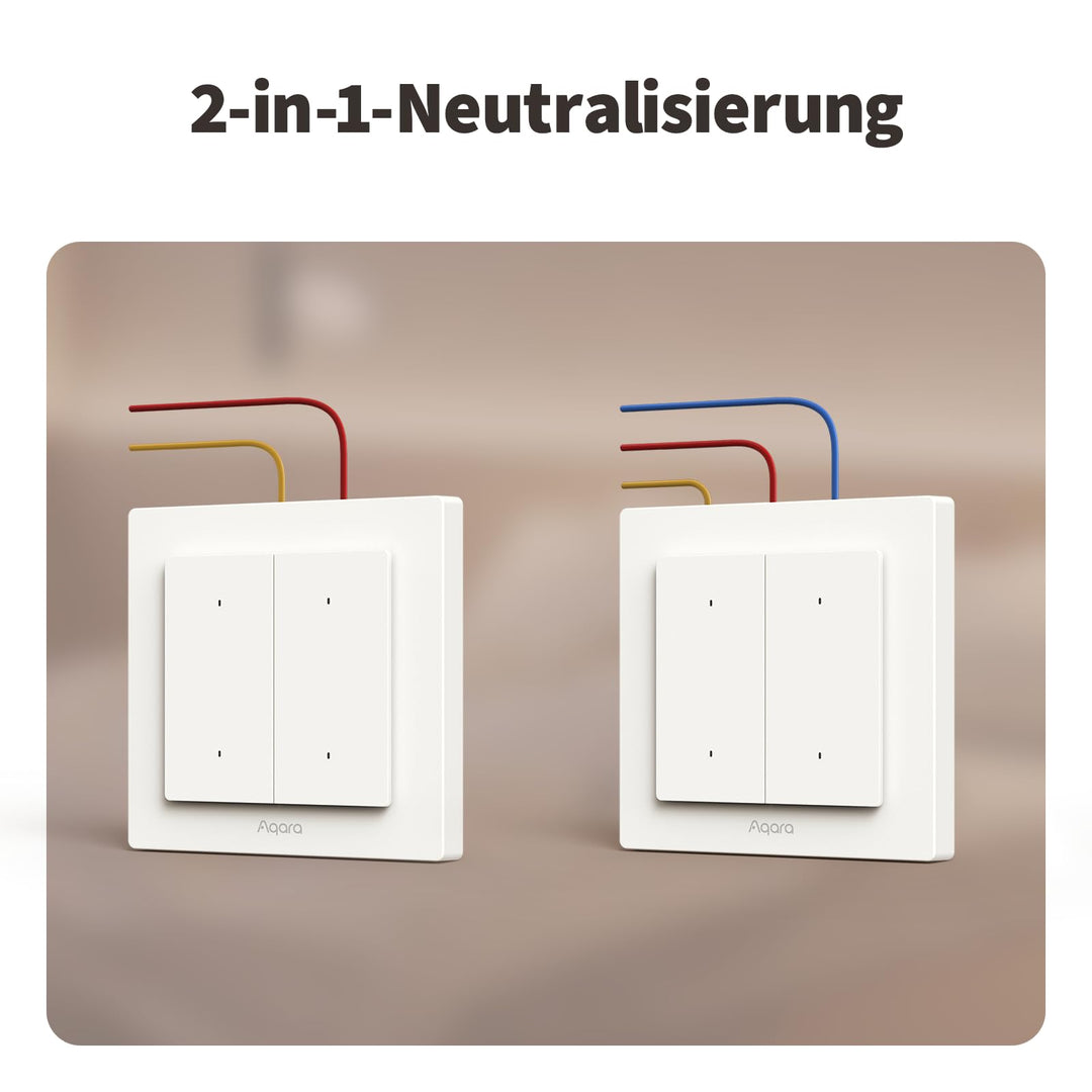 Smart Lichtschalter 2-Tasten Thread/Zigbee Matter 55mm Rahmen - Bild 3