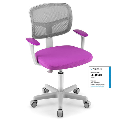 Kinderschreibtischstuhl höhenverstellbar 40-54 cm, 360° drehbar, Lila