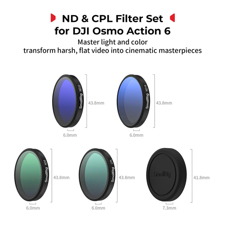 ND-Filter-Set für DJI Osmo Action 6 CPL ND8 ND16 ND32 5-teilig - Bild 2