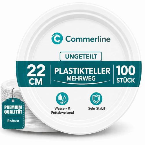 Mehrwegteller Kunststoff 500 Stück stapelbar ungeteilt weiss