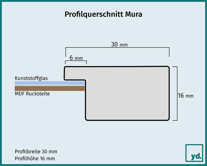 Bilderrahmen 70x70 cm Weiss Hochglanz MDF mit Kunstglas - Bild 7