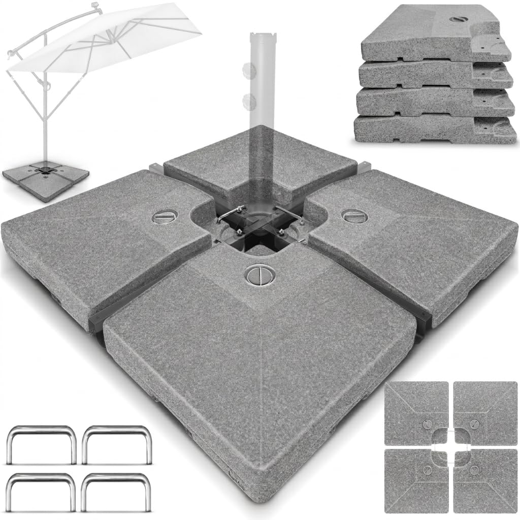 Sonnenschirmständer 4-teilig Granit-Grau 90L/120kg für Ampelschirme