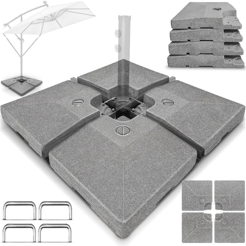 Sonnenschirmständer 4-teilig Granit-Grau 90L/120kg für Ampelschirme