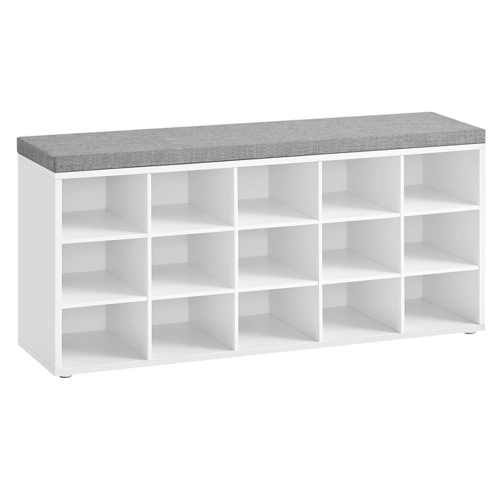 Schuhbank mit Sitzfläche 15 Fächer Spanplatte 105 cm breit