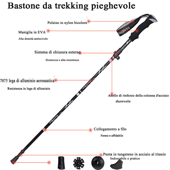 Wanderstöcke faltbar Aluminium 2er-Set 36–135 cm Anti-Schock EVA-Griff - Bild 2
