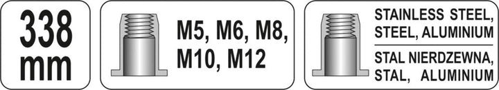 Nietmutternzange M5–M12 mit 5 Mundstücken, 338 mm, CrV-Stahl - Bild 5