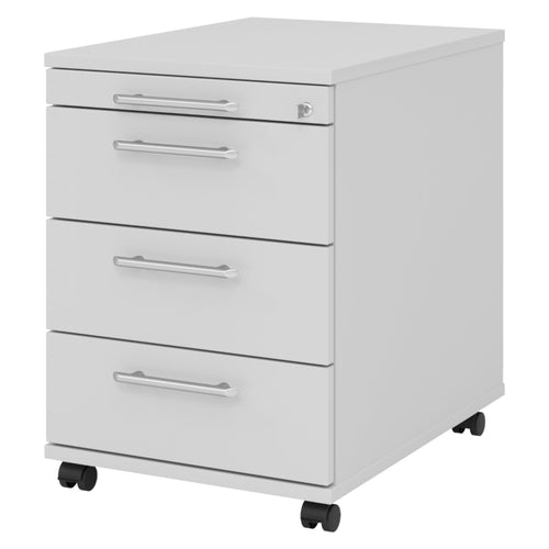 Rollcontainer mit Schubladen abschliessbar Holz Grau 59 cm Büro