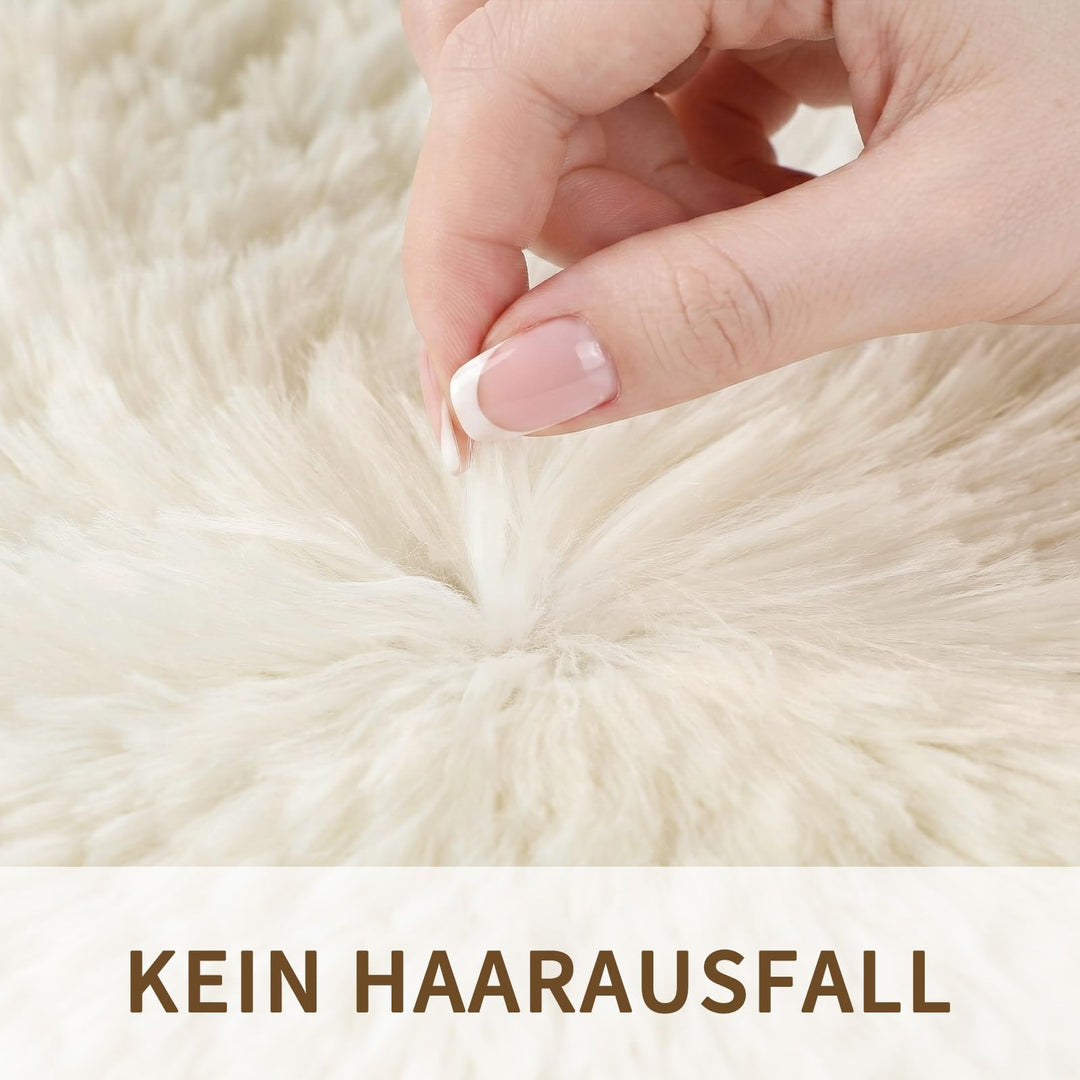 Hochflor Teppich Creme 160x230 cm flauschig weich rutschfest - Bild 4