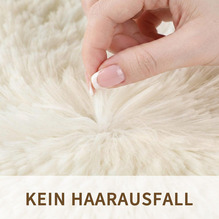 Hochflor Teppich Creme 160x230 cm flauschig weich rutschfest - Bild 4