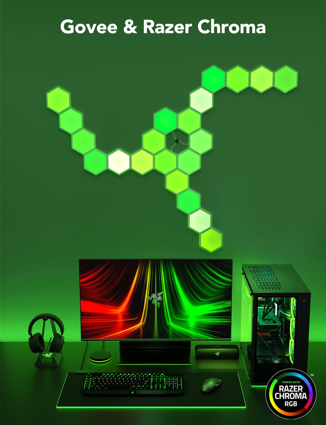 LED Hexagon Wandleuchten RGBIC 10er-Set Gaming Deko Musiksync - Bild 7