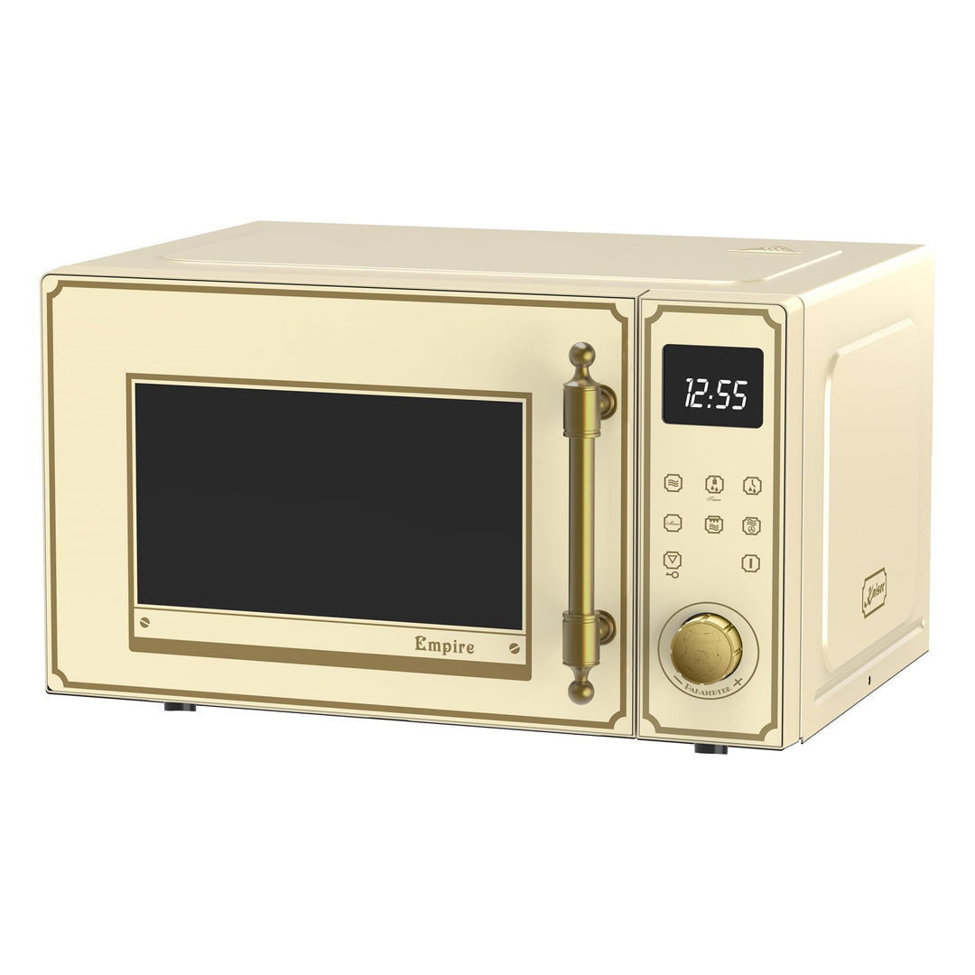 Retro Mikrowelle 25L Elfenbein mit Heissluft, Grill &amp; 25 Funktionen