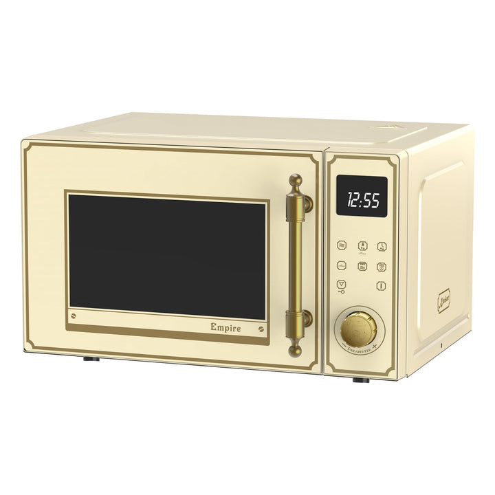 Retro Mikrowelle 25L Elfenbein mit Heissluft, Grill &amp; 25 Funktionen