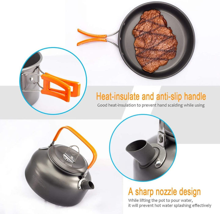 Camping Kochgeschirr Set Aluminium 14-teilig mit Kaffeekanne - Bild 4