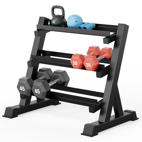 Kurzhantelständer Stahl 3-stufig für Kurzhanteln & Kettlebells 500 kg