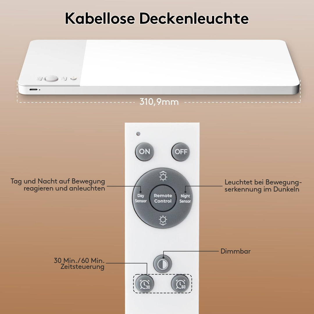 LED Deckenleuchte kabellos mit Bewegungsmelder 12000mAh Akku - Bild 6