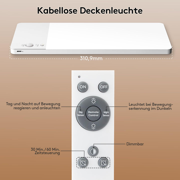 LED Deckenleuchte kabellos mit Bewegungsmelder 12000mAh Akku - Bild 6