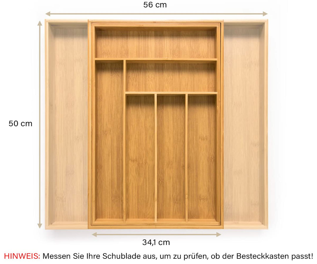 Besteckkasten Bambus ausziehbar 34–56 x 50 cm Schubladenorganizer - Bild 7