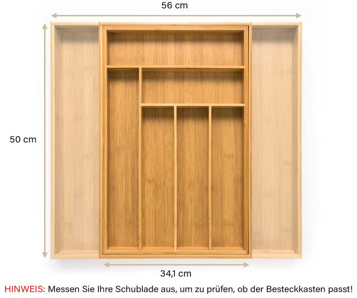 Besteckkasten Bambus ausziehbar 34–56 x 50 cm Schubladenorganizer - Bild 7