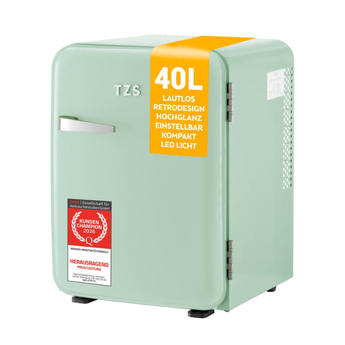 Mini Kühlschrank Retro 40L lautlos 22dB Minibar Mint-Grün